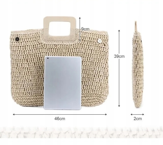 TORBA SŁOMIANA PLAŻOWA BOHO PLECIONA POJEMNA KOSZYK SHOPPER MIEJSKA VINTAGE Marka inna