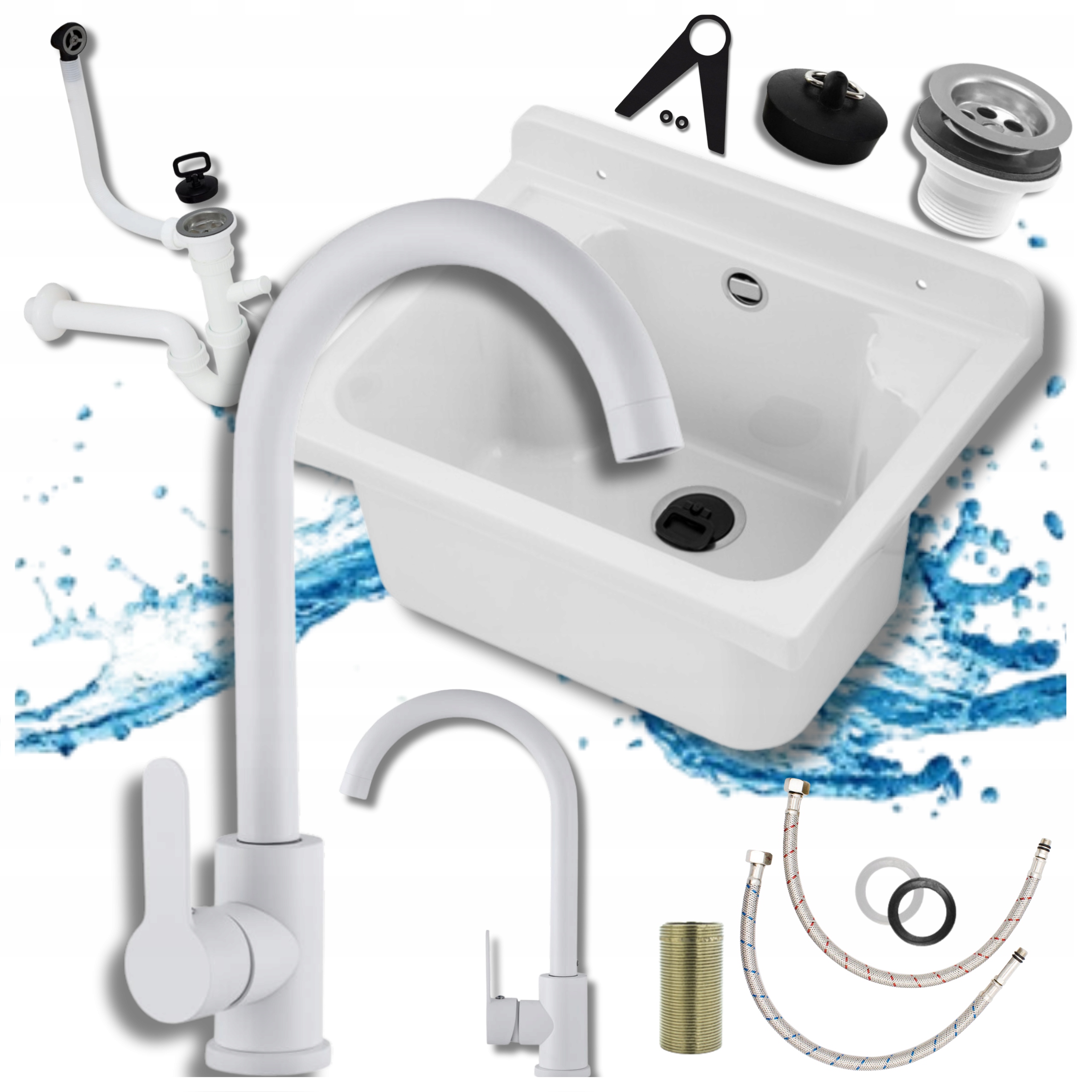 Technický Dřez Pracovní Komora Garáž Kotelna Baterie Bílá Sada