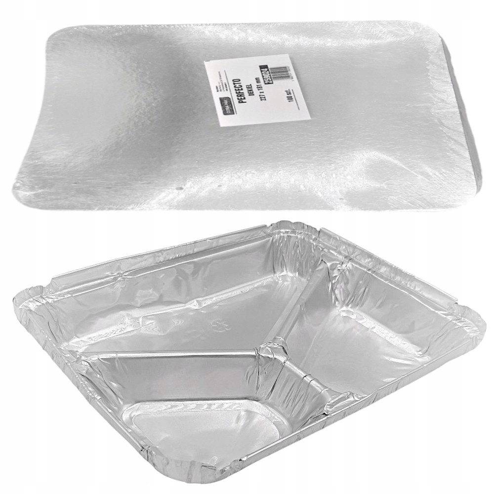 Pojemnik aluminiowy trójdzielny z pokrywką 100szt