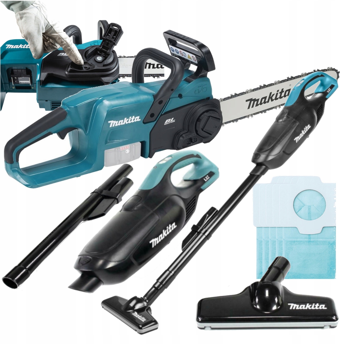 Zestaw Piła Łańcuchowa 18V DUC357ZX3 Makita+odkurzacz DCL182ZB Makita