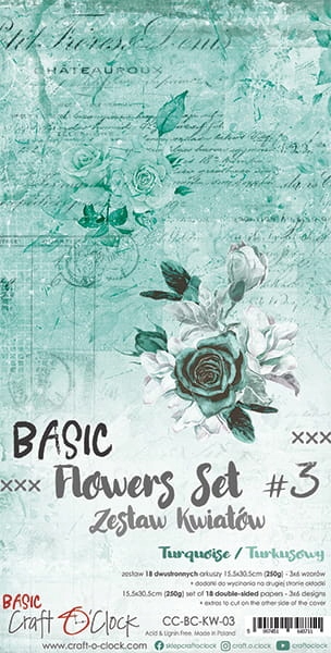 O'clock Basic Zestaw Kwiaty #3 papier 15x30 18ark