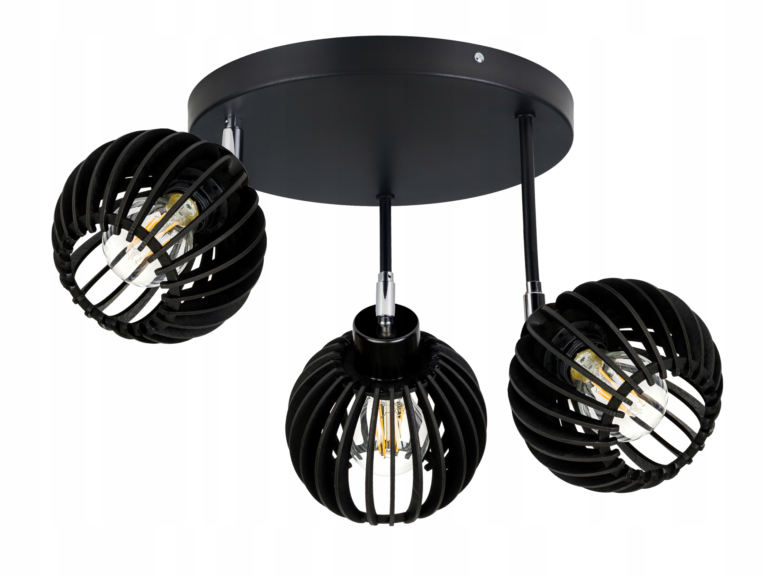 Černá lampa stropní svítidlo stropní lustr pohyblivý vysoký loft Dřevo kulička 3