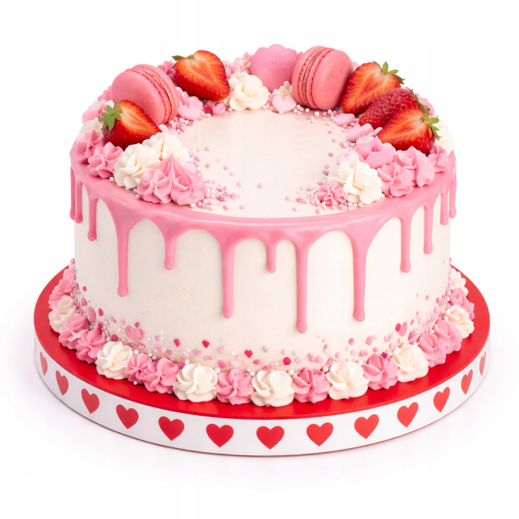 Podkład pod tort ciasto średnica 30cm styrodur czerwony z ozdobnym bokiem