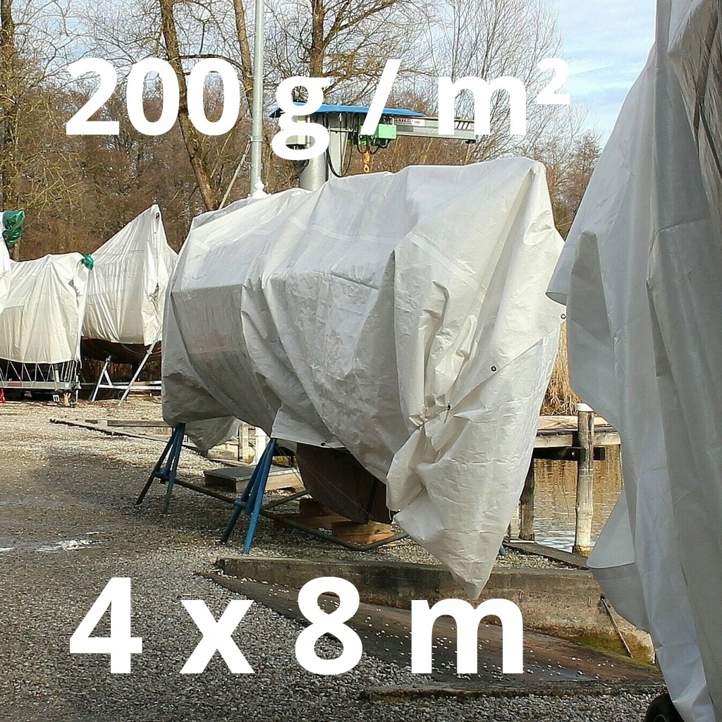 Plachta poloprůhledná 4×8 m 200 g/m² Uv s oky, zesílená