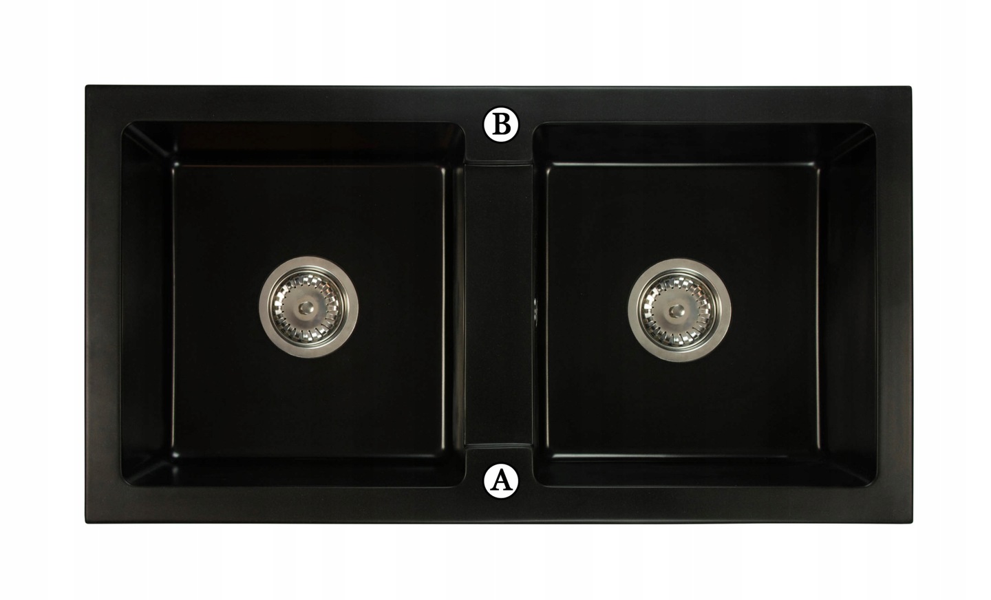 ZLEW ZLEWOZMYWAK GRANITOWY DWUKOMOROWY + SYFON Kod producenta BORYS Czarny Syfon Chrom