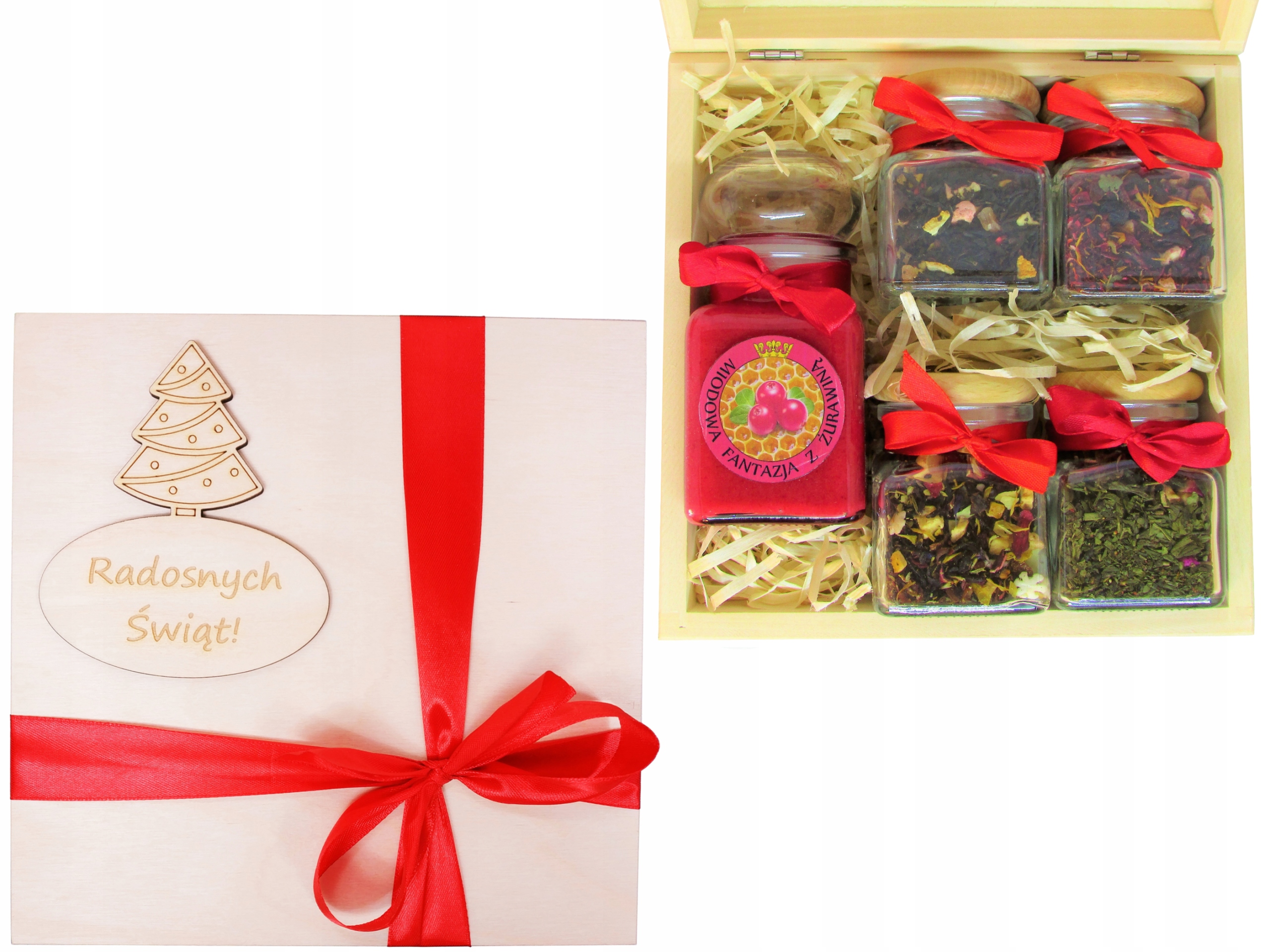 

zestaw Na Boże Narodzenie Miód + 4 herbaty Prezent