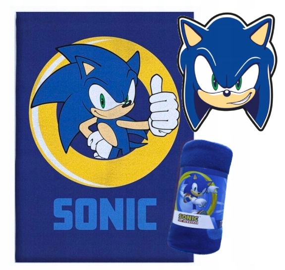 Koc Sonic 100x140 Kocyk Miękki Poduszka 3D Sonik Kształtka Dziecięcy