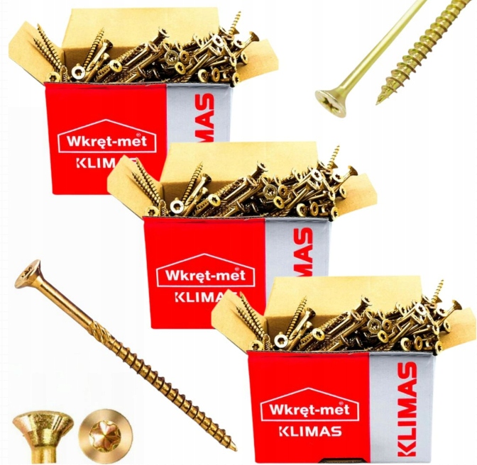 Zestaw 3x Wkręty hartowane do drewna konstrukcyjne Kmwht 5x80 200szt.