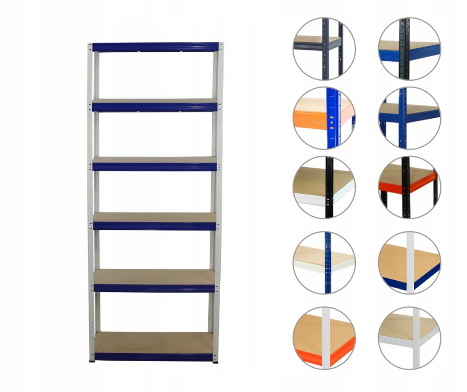 Kovový regál, garážový skladový regál Helios Hwn 213x90x45 6x400 kg