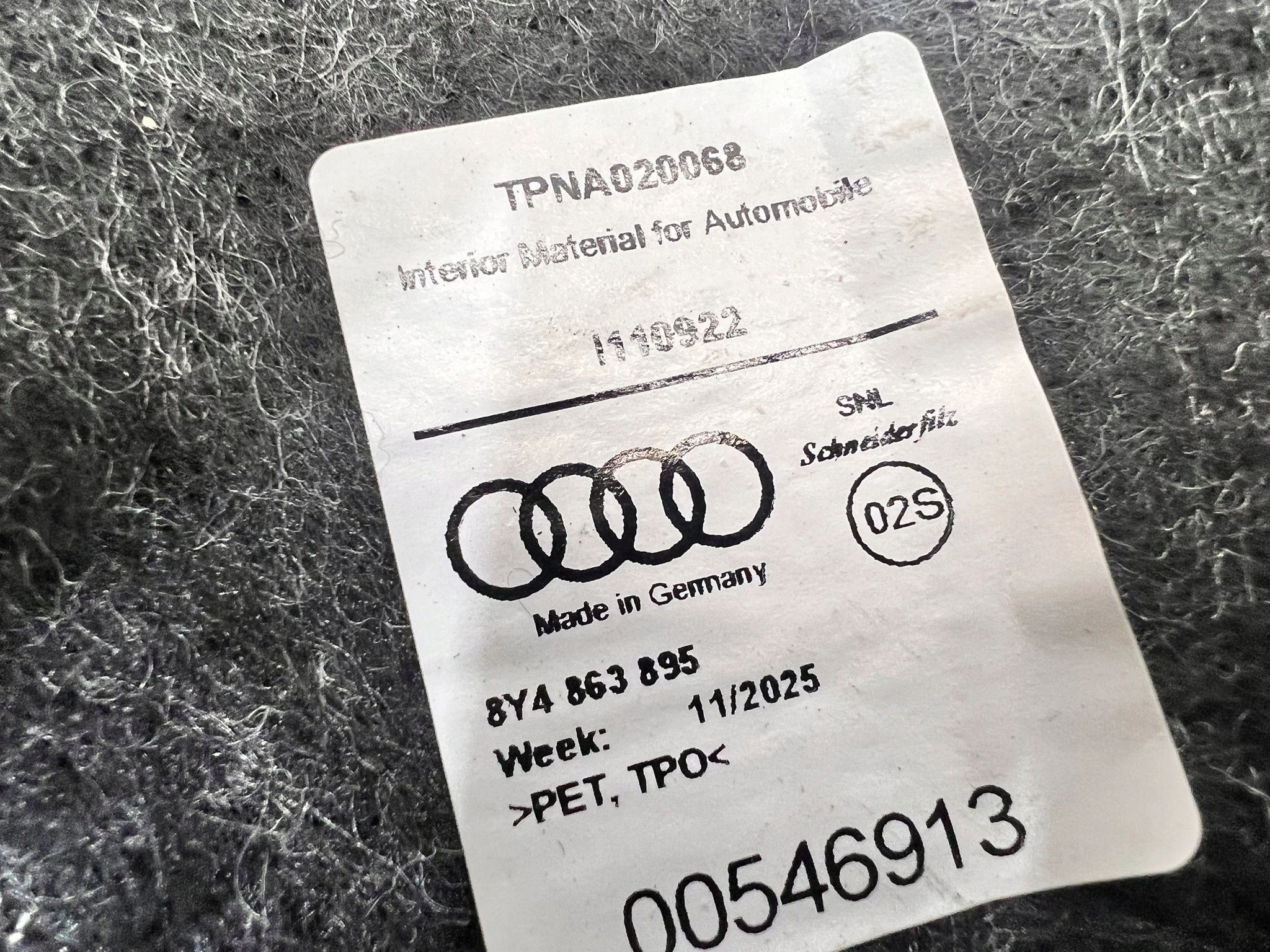 hangszigetelő NADKOLA far bal AUDI A3 8Y 8Y4863895