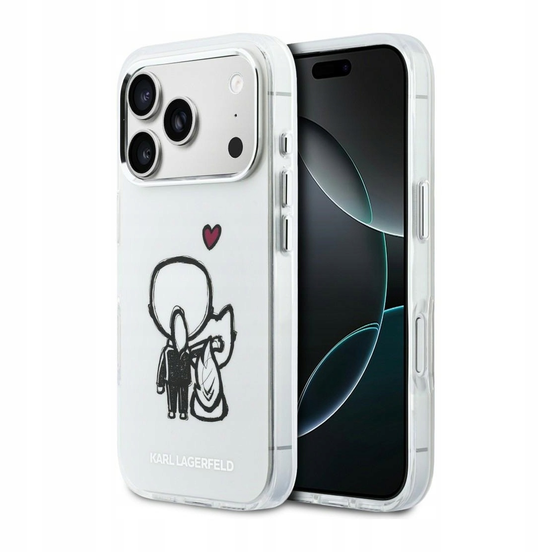Pouzdro pro iPhone 17 Pro Max – Karl Lagerfeld Karl & Choupette, průhledné