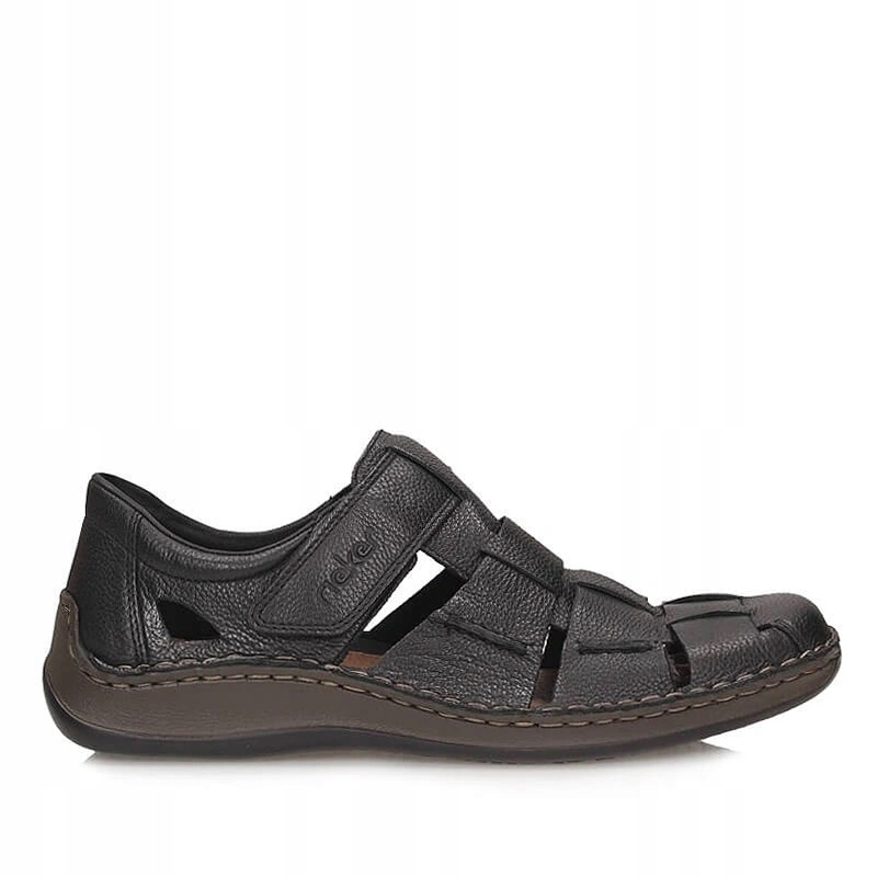 Pánské polobotky Rieker 05281-00 černé na suchý zip, kožené