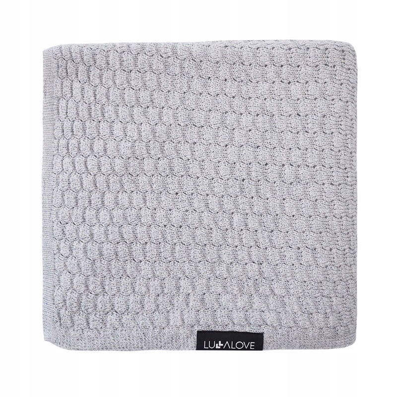 Lullalove Kocyk Dziecięcy Wełniany Merynos 100x90 Motylek Grey