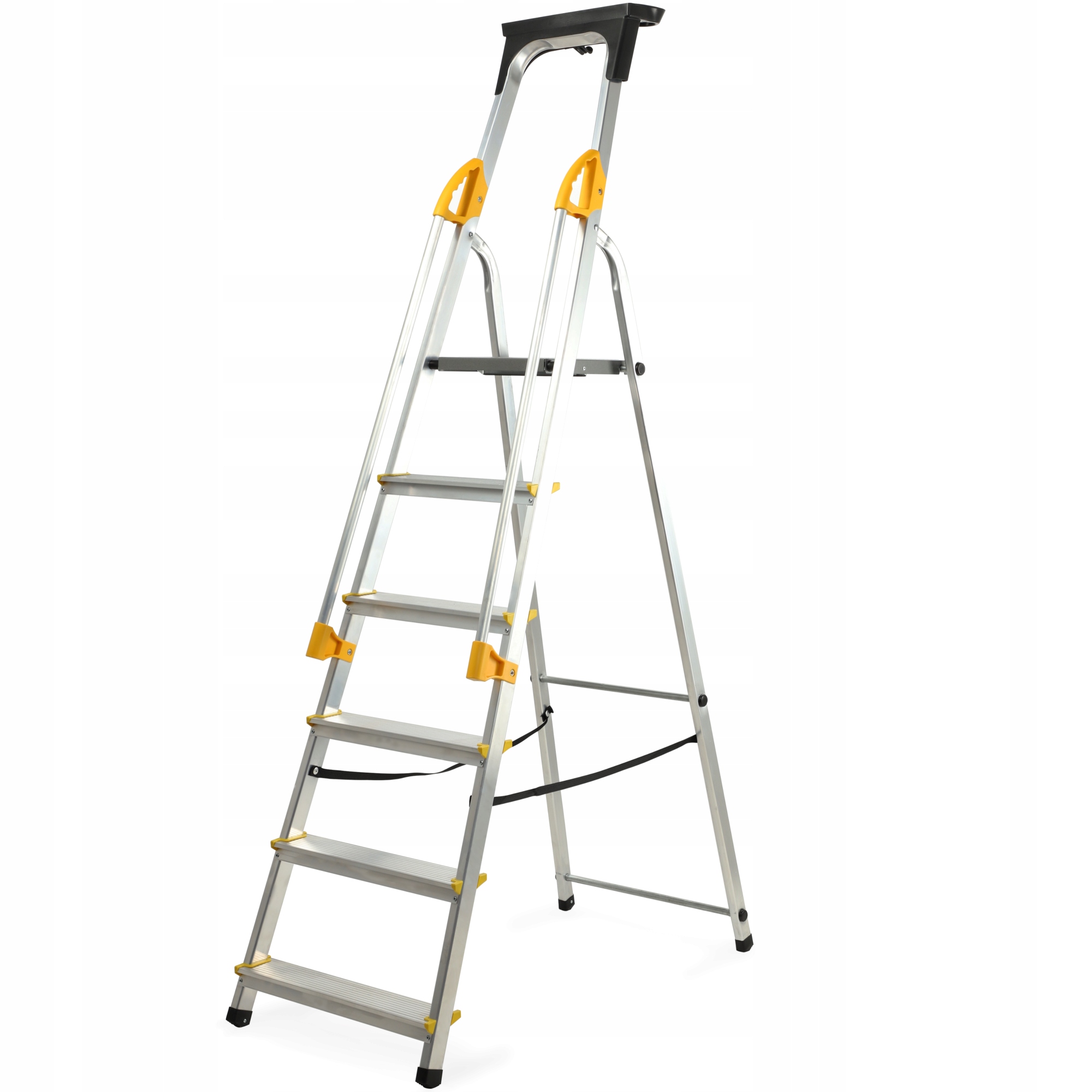 

Drabina Aluminiowa 6 Stopniowa Poręcze +hak 150 kg