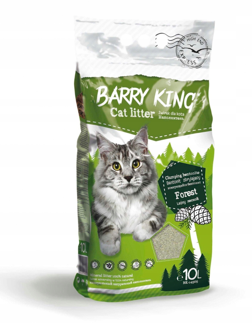 Levně 2x Barry King Stelivo bentonit jemnozrnné lesní pro kočky 10L