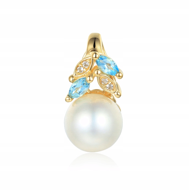 

Zawieszka 585 Złota Perła Biały i Niebieski Topaz