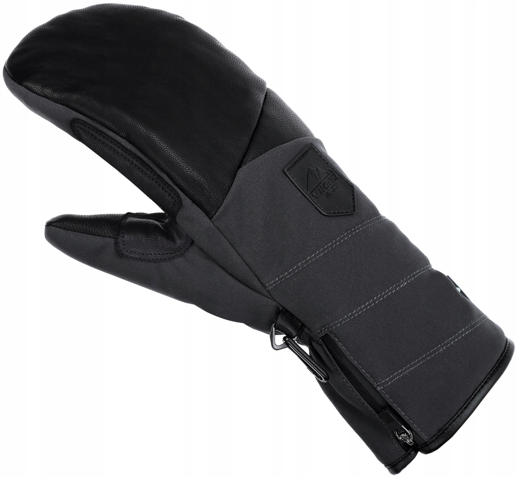 Pánské lyžařské rukavice Viking Norvik Mitten grafitové s černou kůží