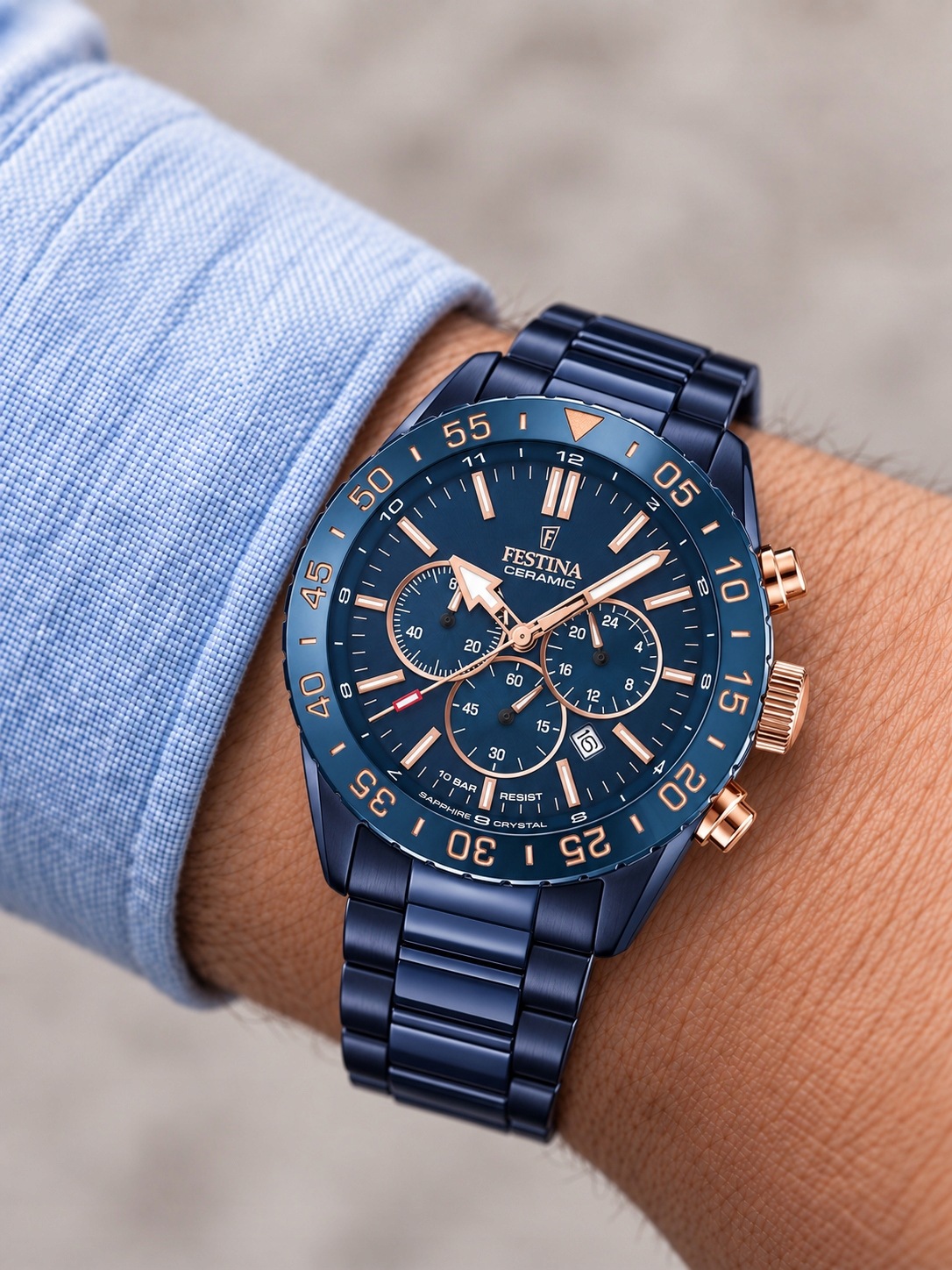 Pánské Hodinky Festina Ceramic Chrono F20576/1 44,00 mm 10ATM