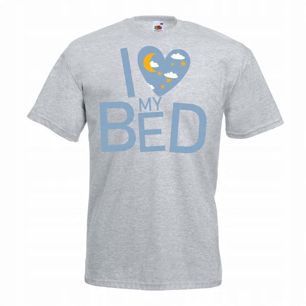

Koszulka I love my bed łóżko spanie XL szara