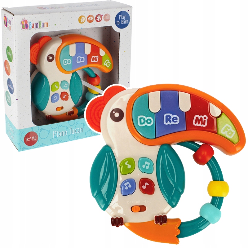 

Pianinko Tukan muzyczne grzchotka dźwięki Bam Bam