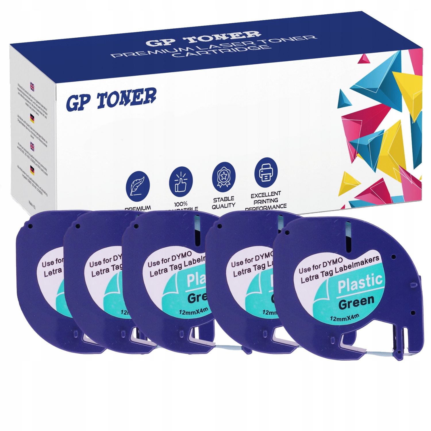 

5x Taśma do Dymo LetraTag 12mmx4m zielona 59425