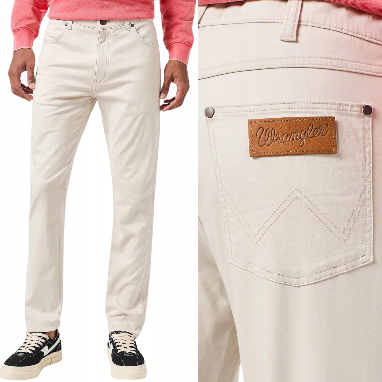 Wrangler Larston slim Stone přiléhavé bezové látkové kalhoty W38 L34