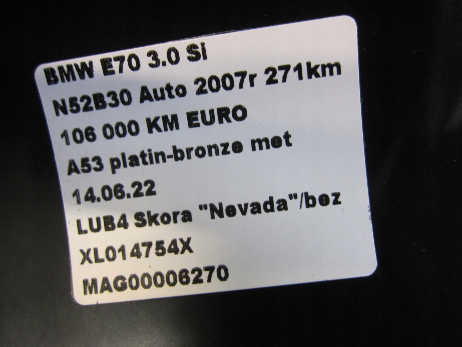 BMW X5 E70 N52 torpedo drain air 6958404