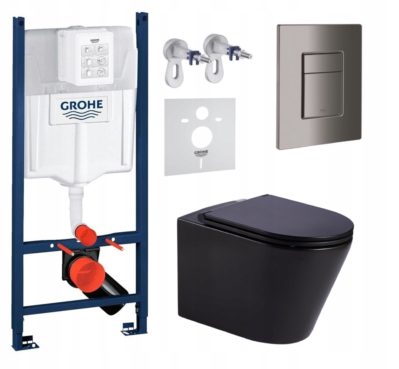Sada Wc roštu Grohe Rapid s miskou Jess Black Tornado a tlačidlom grafit