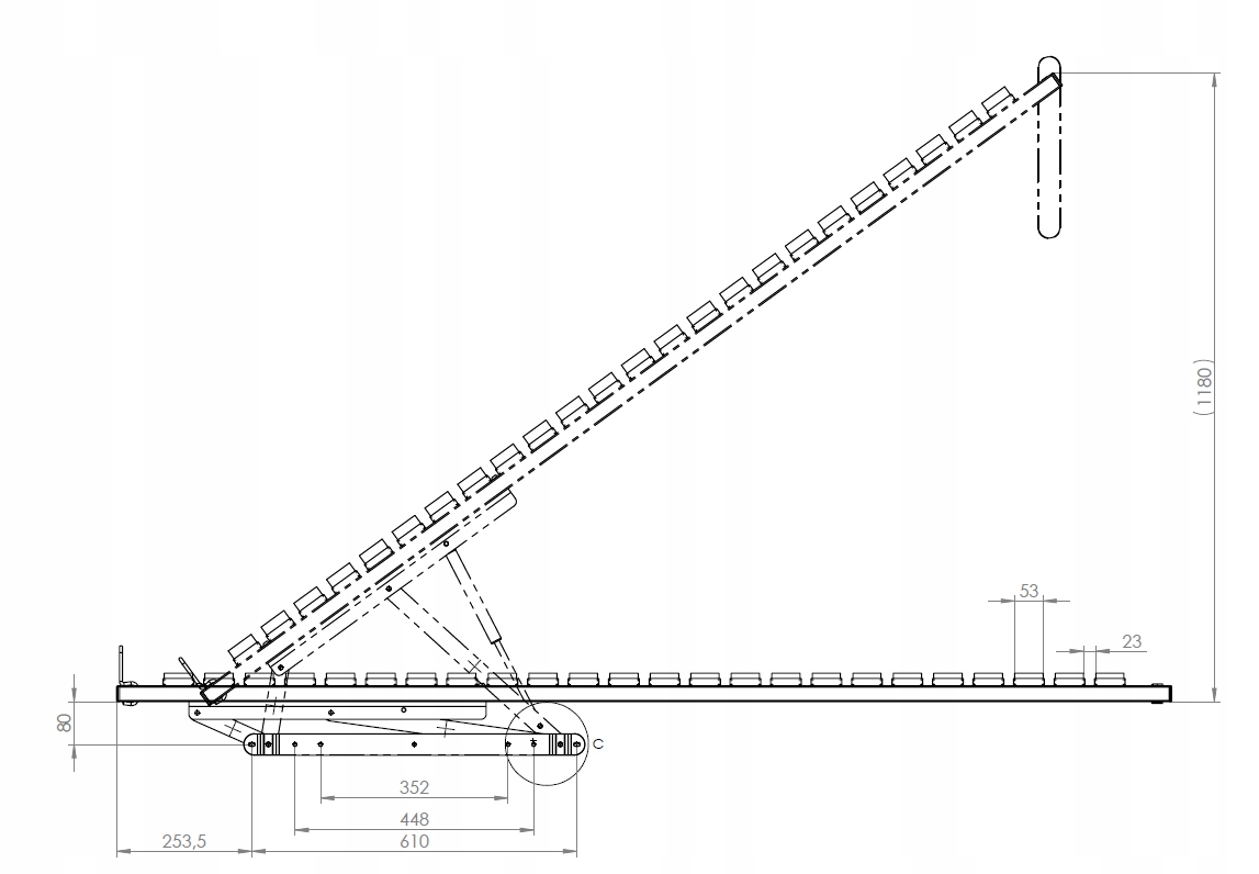 PODNOSZONY STELAŻ RAMA DO ŁÓŻKA 140X200 48 LISTEW Rozmiar (cm) 140x200