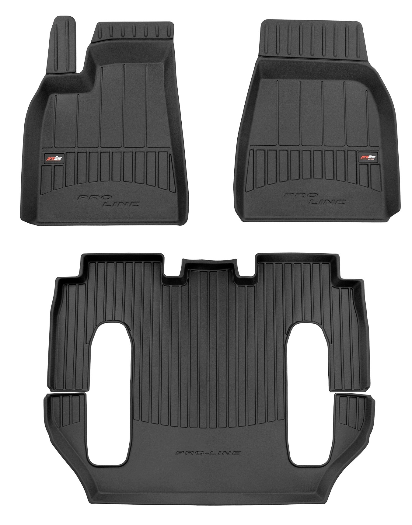 Gumové rohože Tesla Model X 2015-2021 6 osob Korytka 3D