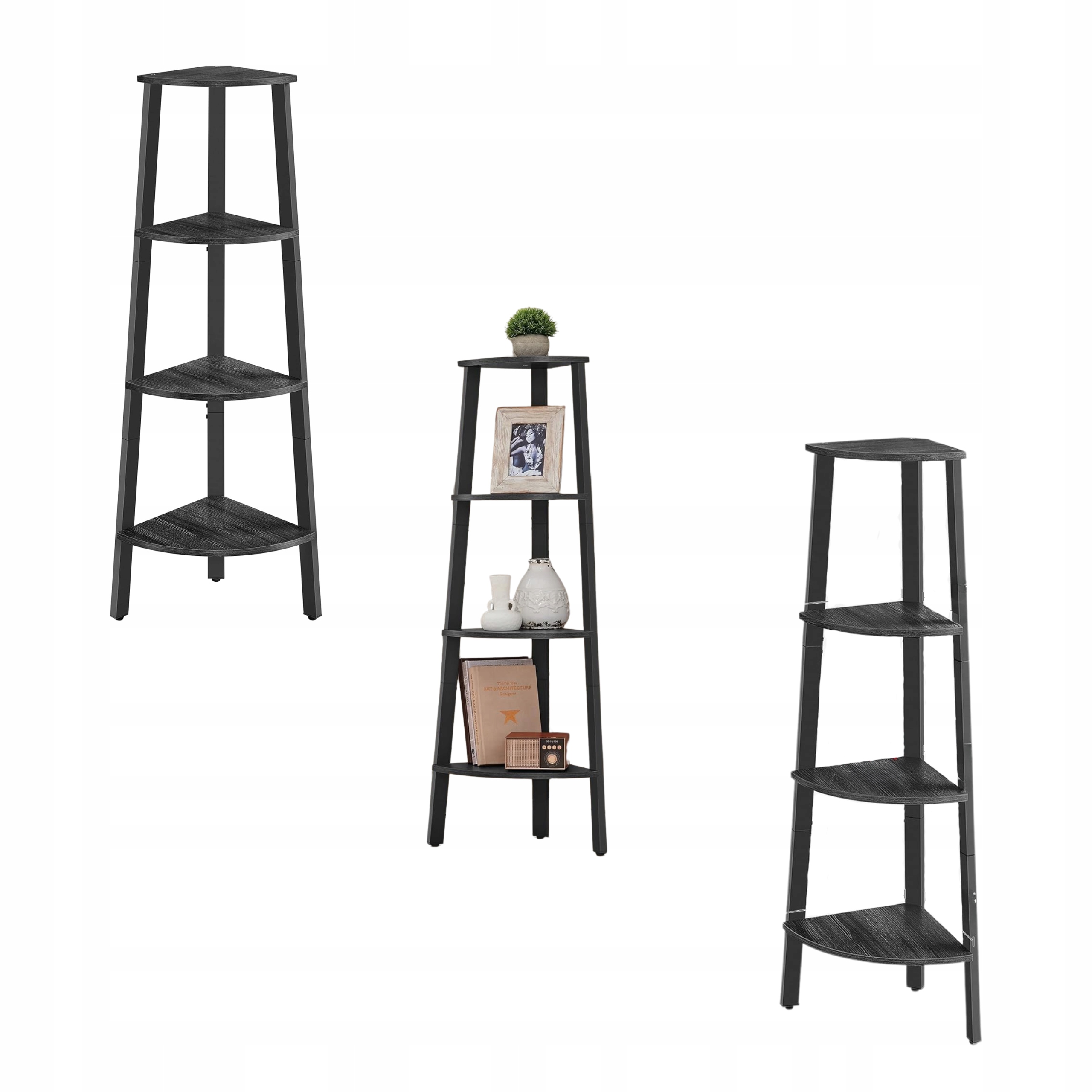 Rohová kúpeľňová polica 5 úrovní Regál s policami Stĺpik Knihy Rastliny