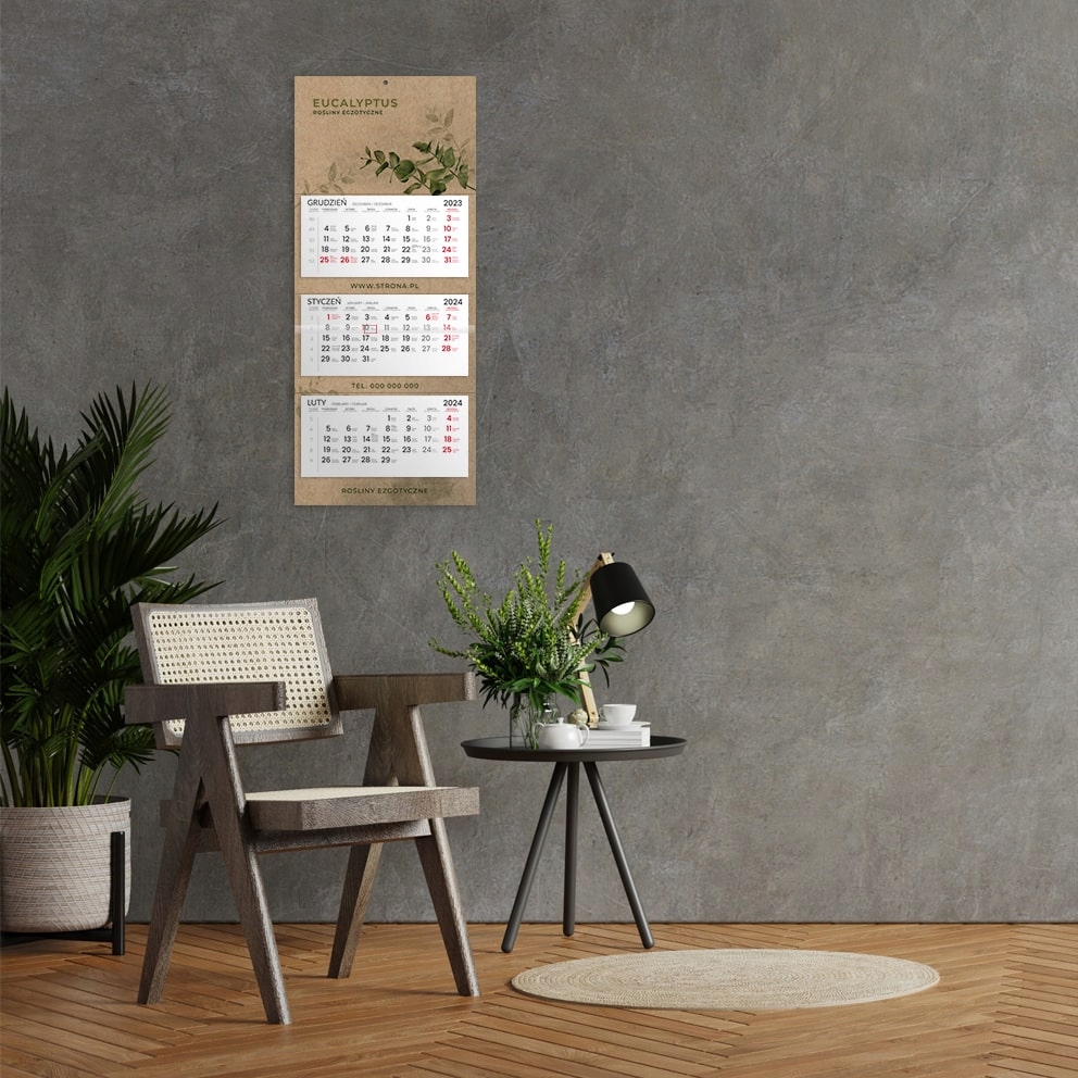 EKO kalendarz trójdzielny 2024 z własnym nadrukiem Stan opakowania oryginalne