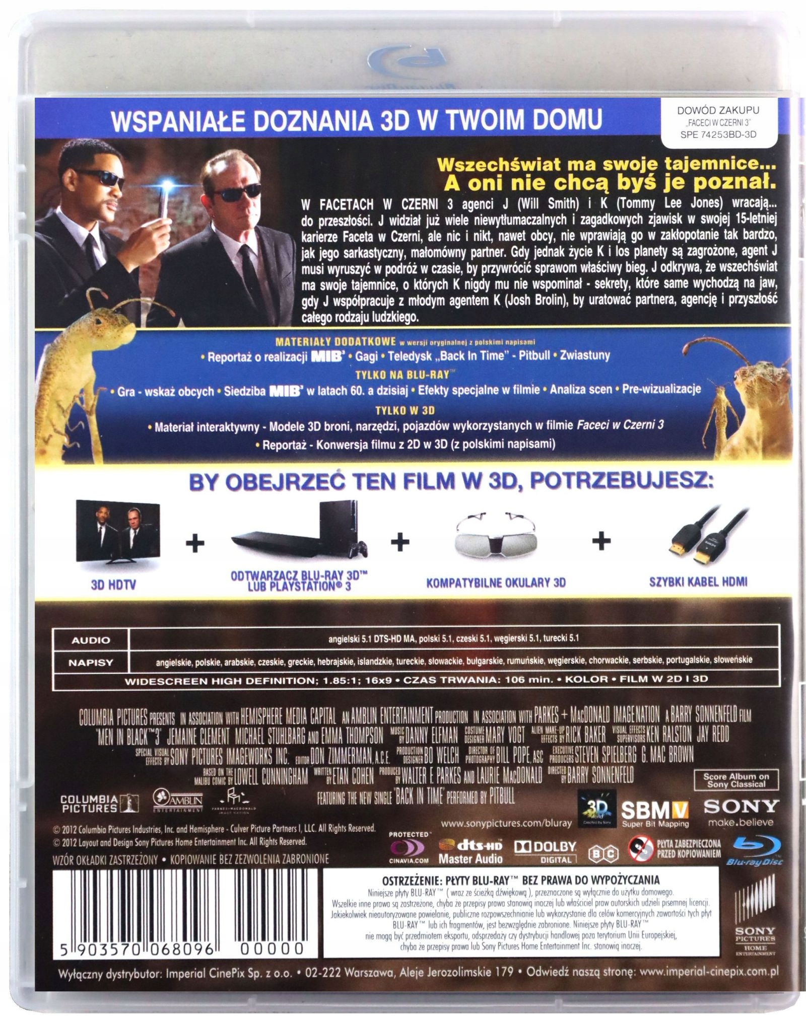 FACECI W CZERNI 3 3D (BLU-RAY 3D) Stan opakowania oryginalne