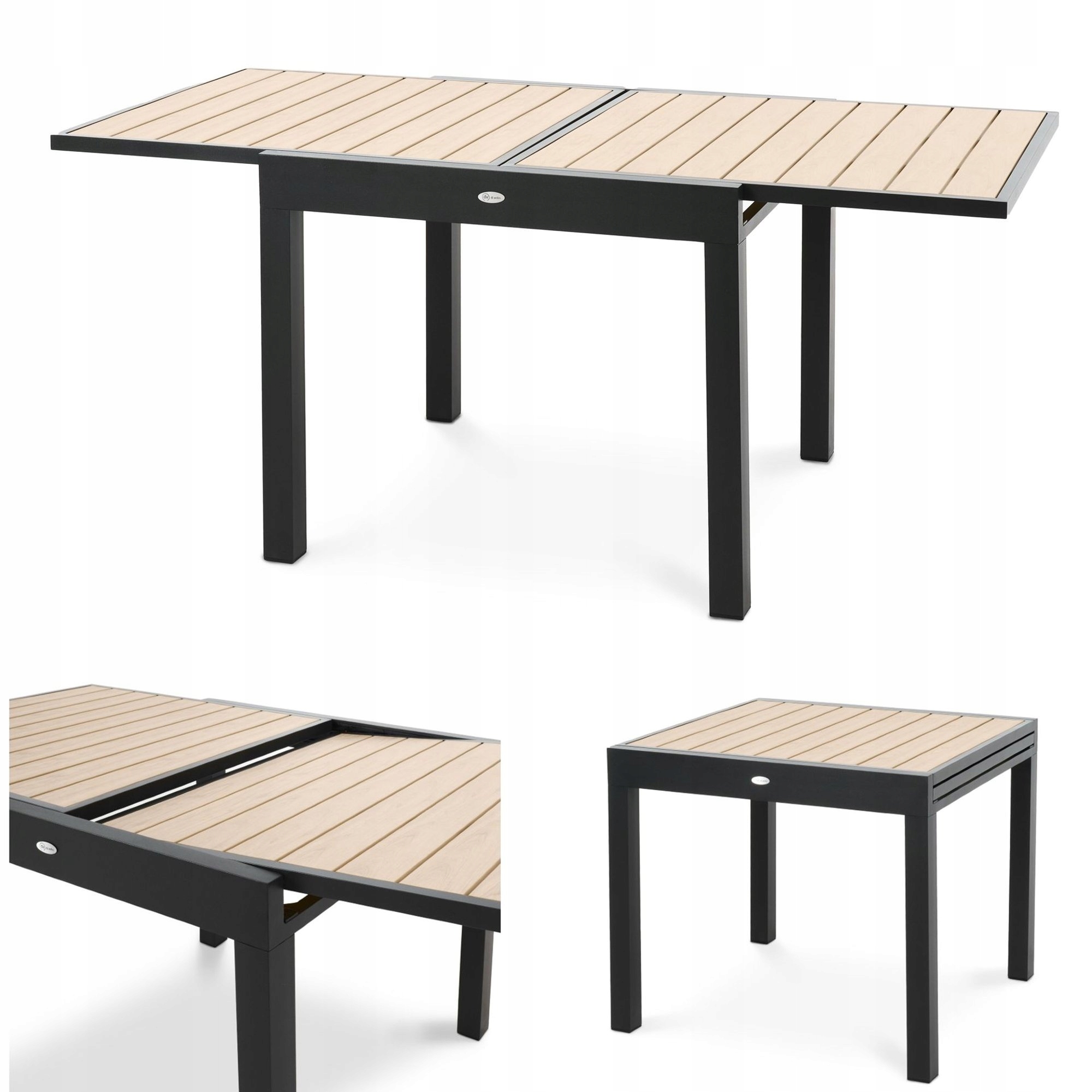 Stół ogrodowy duży rozkładany 90/180 aluminiowy z polywood na 8 osób Comlo