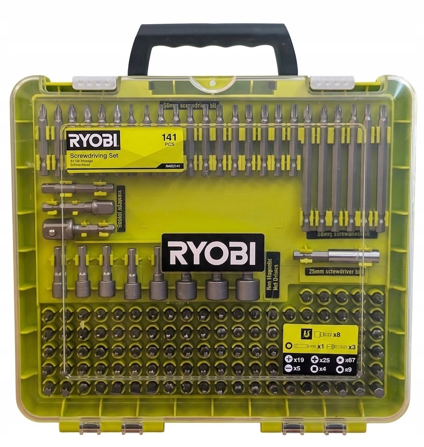 Sada bitů pro příslušenství k šroubováku 141 Ks. RAKD141 Ryobi