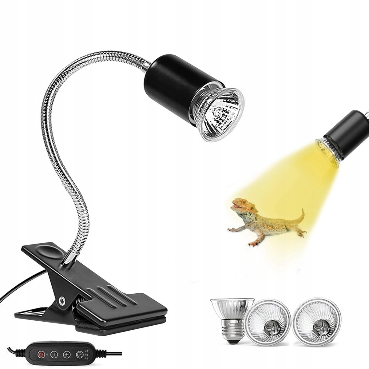 Želví Topná Lampa S Otočným Klipem O 360° Se 3 Topnými Žárovkami