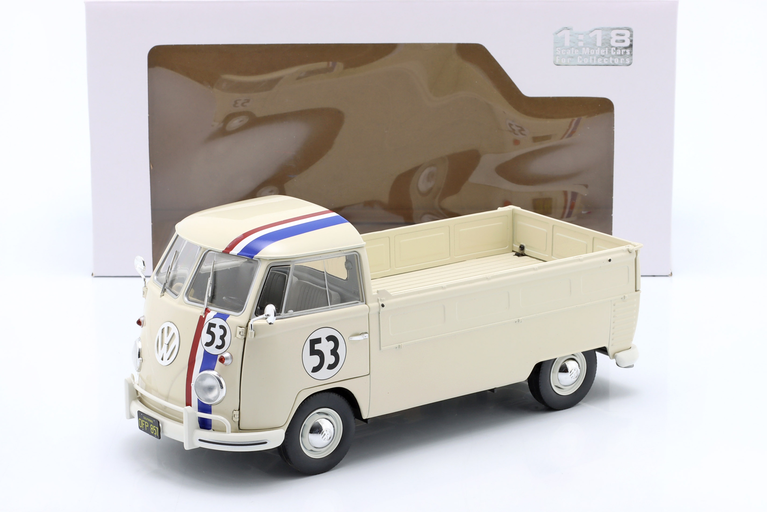 Solido Volkswagen Vw T1 Pick-Up Racer #53 1950 Cream 1:18