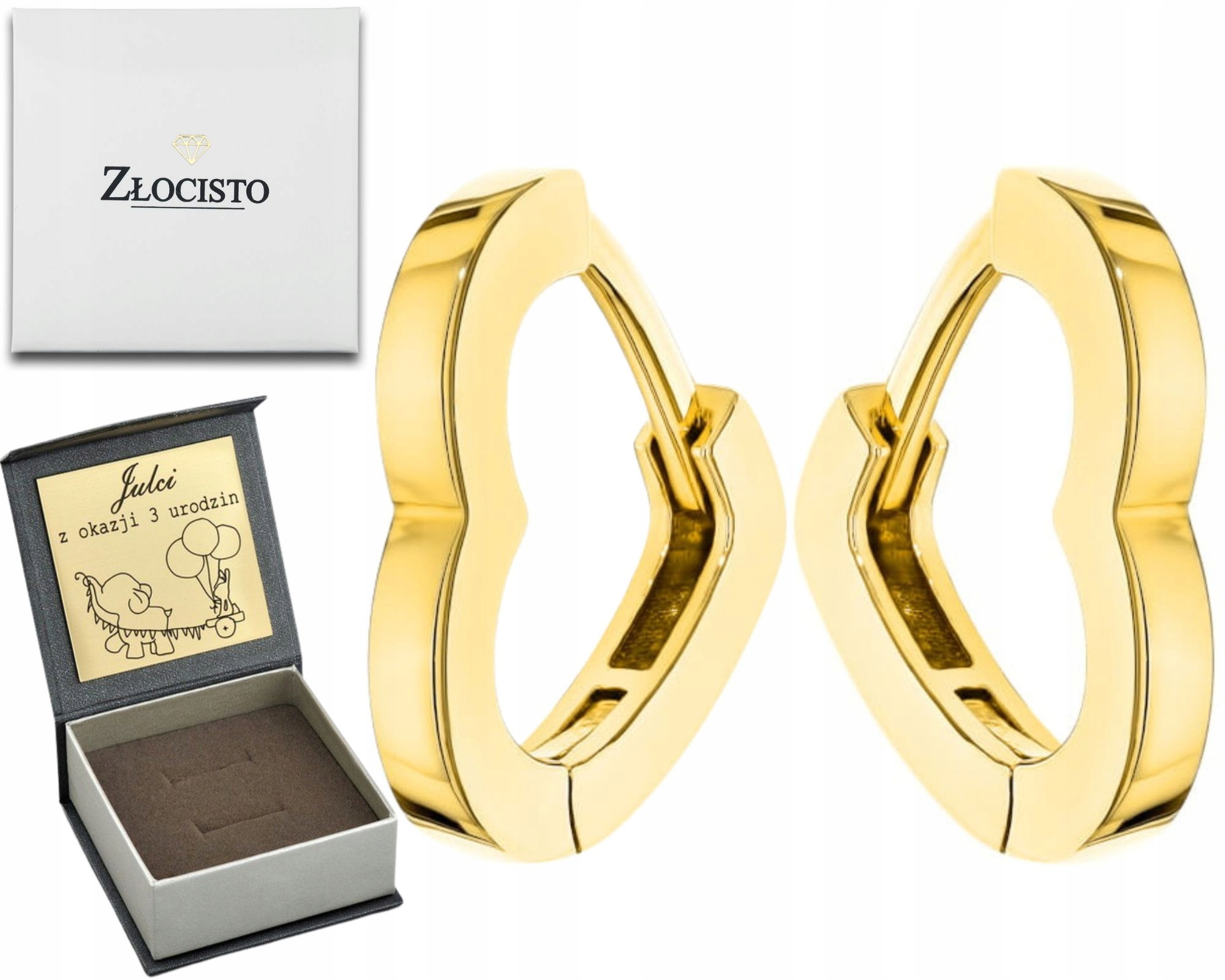 Zlaté Náušnice Obrys Srdce Velké Zlato 585 Dárek Gravírování