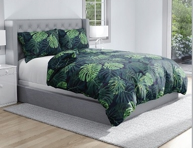 Pościel dwustronna zielona liście MONSTER 140x200
