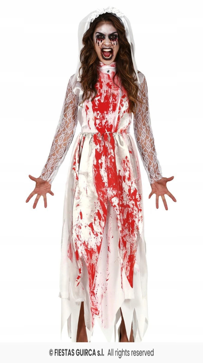 Kostým Krvavá nevěsta Kostým Zombie Krev Halloween L