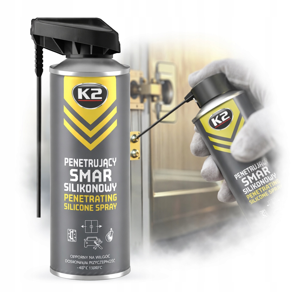 Syntetyczny Smar Silikonowy do zamków zawiasów prowadnic K2 400ml