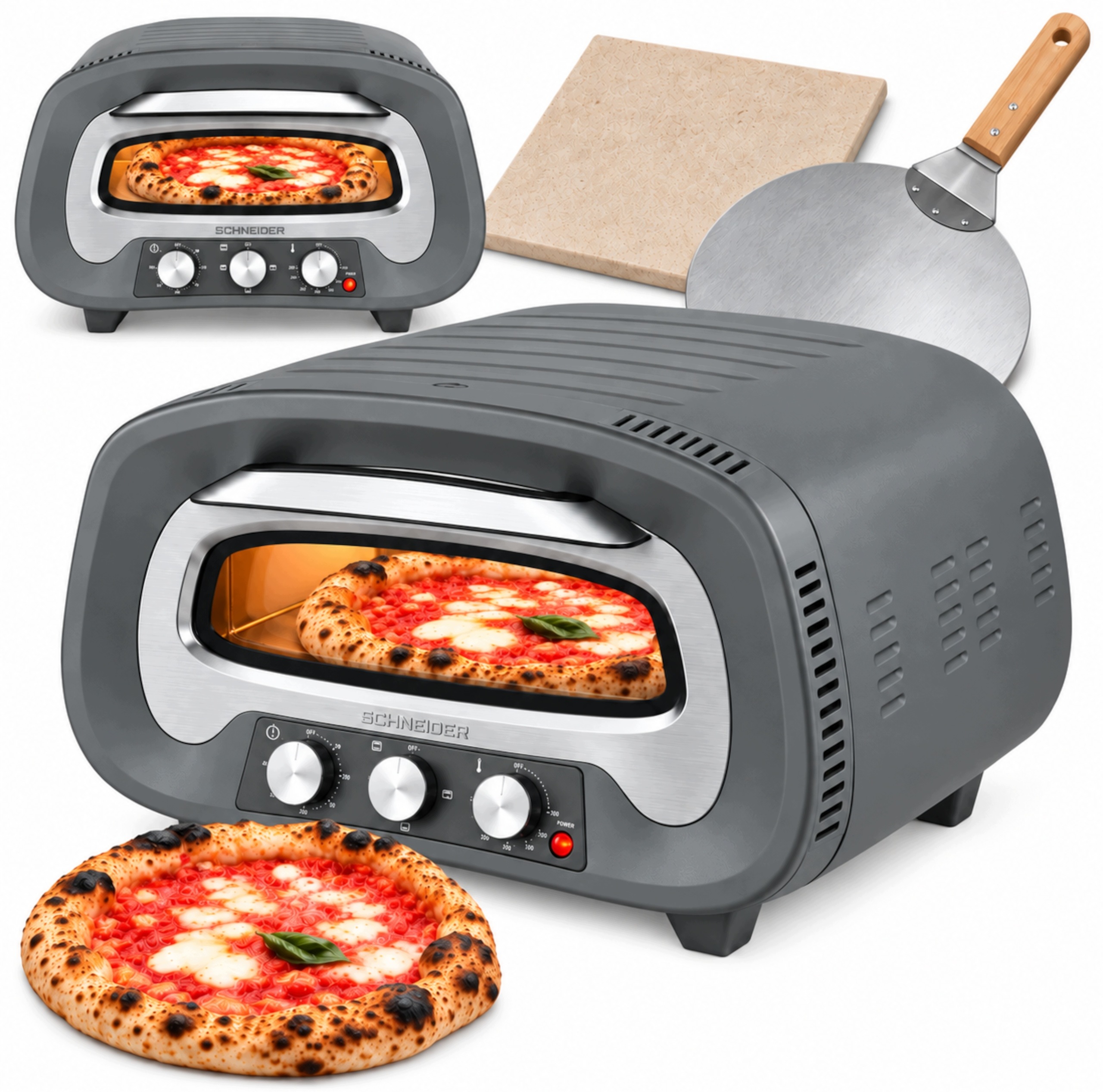 Piec do pizzy Schneider elektryczny 430°C kamień 32 cm do pieczenia łopatka