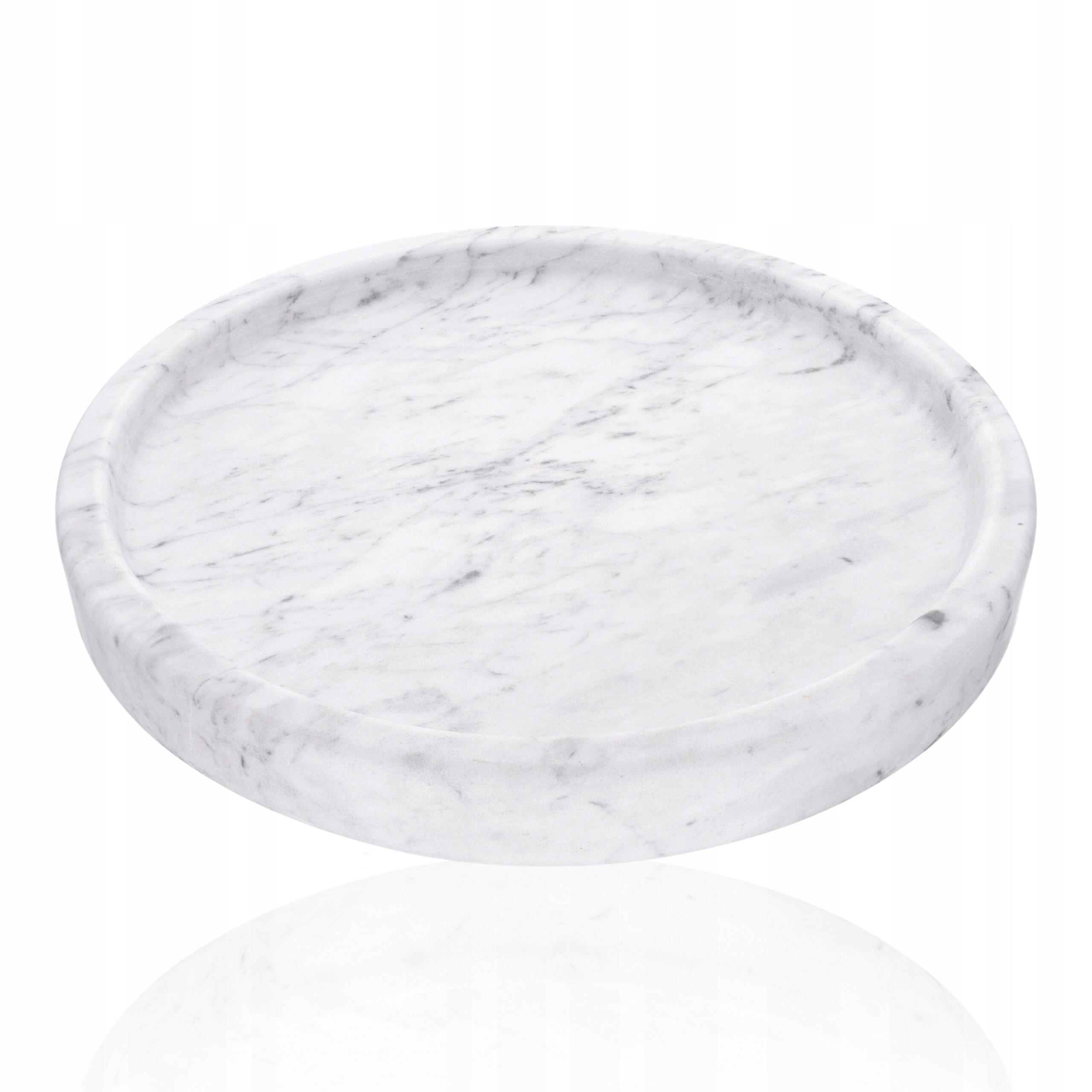 Kulatý podnos z mramorového kamene, bílý, ozdobný, Elegantní jako Dárek, 20 cm