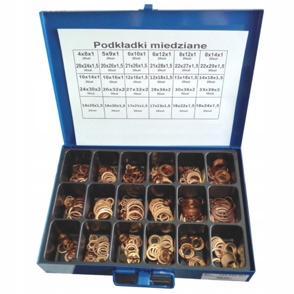 Zestaw Podkładka uszczelka miedziana 540 szt