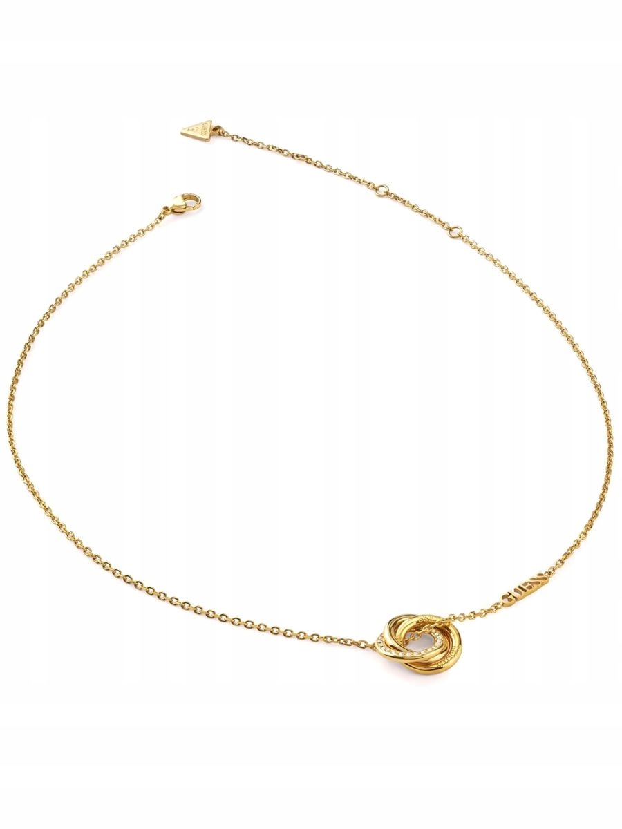 Zlatý náhrdelník Guess Perfect s pletenými kruhy JUBN04062JW-YG