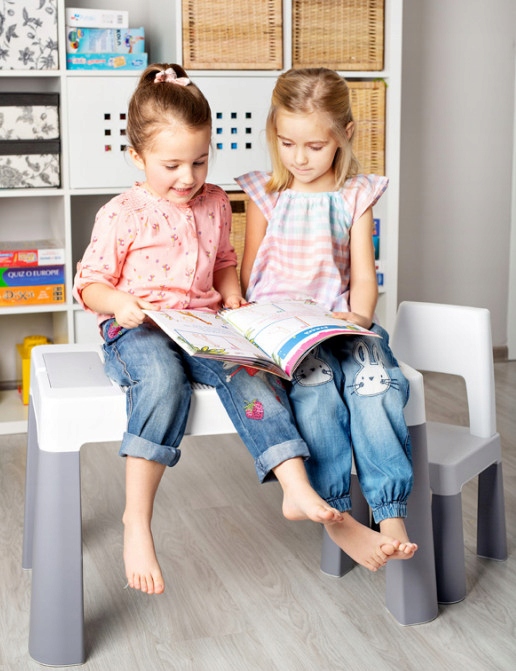 MEBLE DZIECIĘCE STOLIK 2 KRZESŁA MULTIFUN SZARY EAN (GTIN) 5902963000644