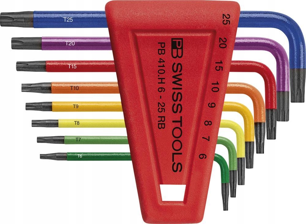 Sada Pb Swiss Tools upínacích kľúčov v držiaku 8-dielna Torx T6-T25 Rainbow