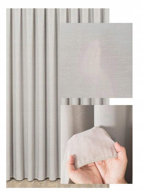 Záclona Šedá Matná Módní Obývací pokoj Kabinet Moderní Záclony S Páskou Š170x220