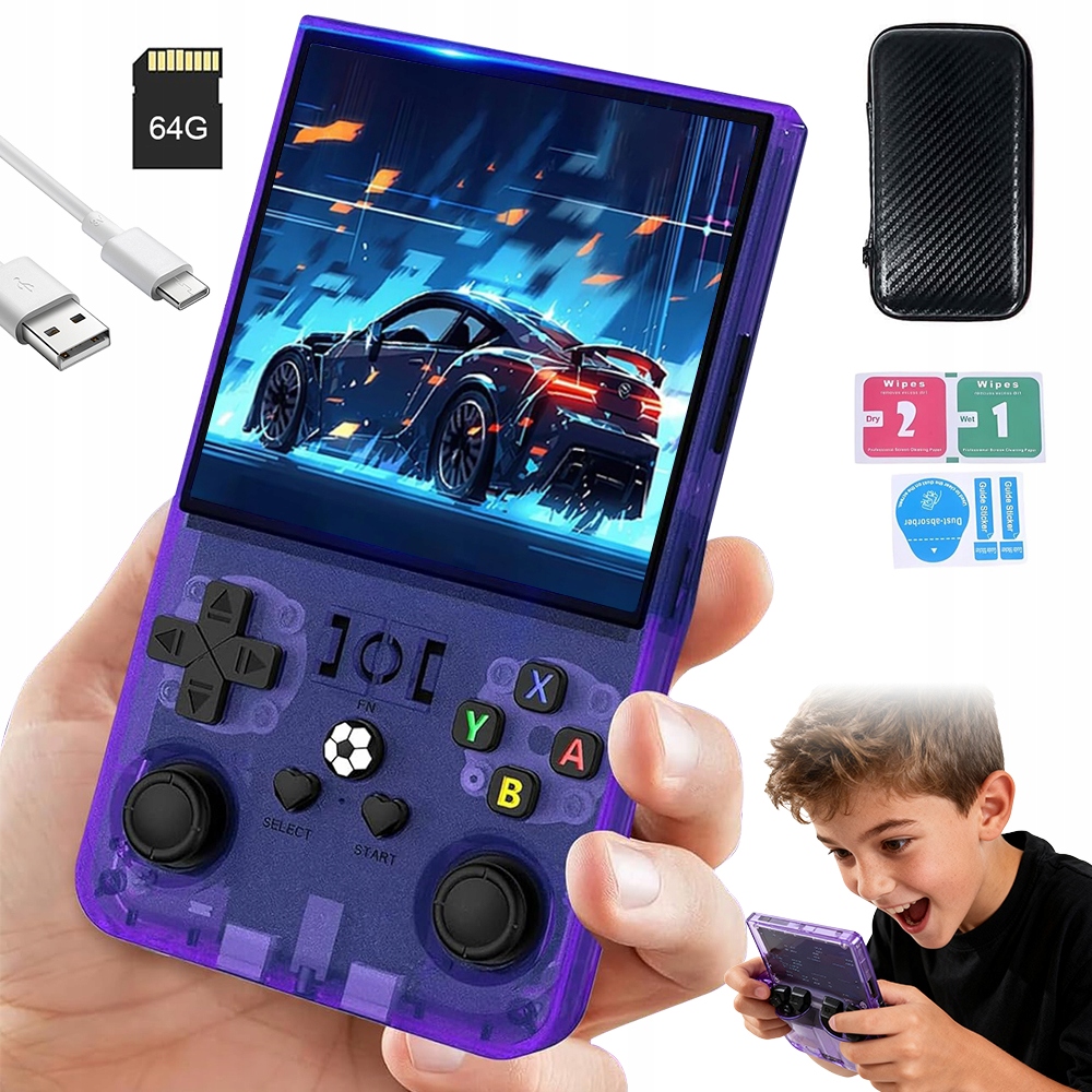 Mini Konsola Retro R36MAX Przenośna 18000 Gier Gierka Do Ekran 4'' 64GB
