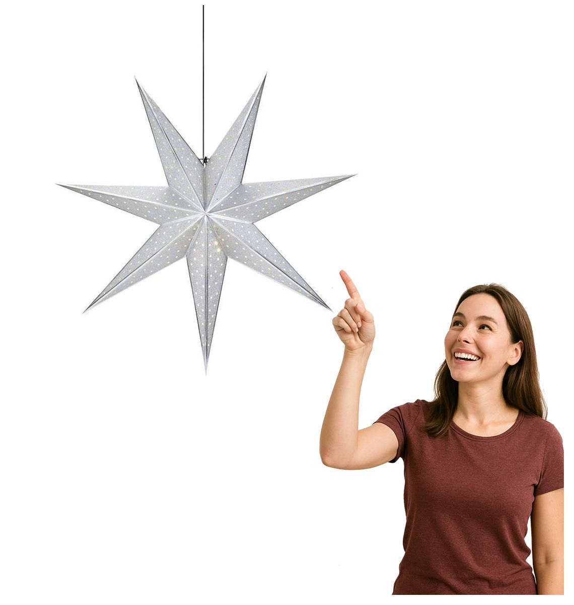 Závěsná světelná hvězda Glitter Stříbrná 75 cm Markslojd